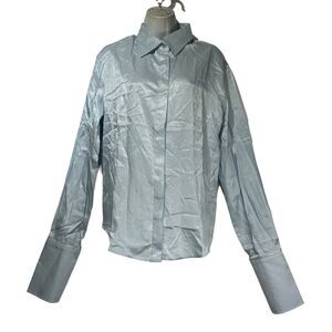 zoey.w los angeles blue collared Button Up Blouse Top